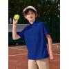 Haloumoning Boys Short Sleeve Polo Shirts Kids Athletic Performance Golf Polo School Uniform Collared Shirt 5-14Y(Blue)