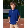 Haloumoning Boys Short Sleeve Polo Shirts Kids Athletic Performance Golf Polo School Uniform Collared Shirt 5-14Y(Blue)
