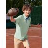 Haloumoning Boys Short Sleeve Polo Shirts Kids Athletic Performance Golf Polo School Uniform Collared Shirt 5-14Y(Light Green)
