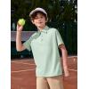 Haloumoning Boys Short Sleeve Polo Shirts Kids Athletic Performance Golf Polo School Uniform Collared Shirt 5-14Y(Light Green)