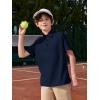 Haloumoning Boys Short Sleeve Polo Shirts Kids Athletic Performance Golf Polo School Uniform Collared Shirt 5-14Y(Navy Blue)