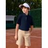 Haloumoning Boys Short Sleeve Polo Shirts Kids Athletic Performance Golf Polo School Uniform Collared Shirt 5-14Y(Navy Blue)