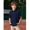 Haloumoning Boys Short Sleeve Polo Shirts Kids Athletic Performance Golf Polo School Uniform Collared Shirt 5-14Y(Navy Blue)
