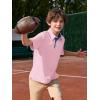 Haloumoning Boys Short Sleeve Polo Shirts Kids Athletic Performance Golf Polo School Uniform Collared Shirt 5-14Y(Pink)