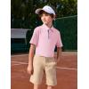 Haloumoning Boys Short Sleeve Polo Shirts Kids Athletic Performance Golf Polo School Uniform Collared Shirt 5-14Y(Pink)
