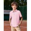 Haloumoning Boys Short Sleeve Polo Shirts Kids Athletic Performance Golf Polo School Uniform Collared Shirt 5-14Y(Pink)