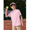 Haloumoning Boys Short Sleeve Polo Shirts Kids Athletic Performance Golf Polo School Uniform Collared Shirt 5-14Y(Pink)
