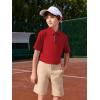 Haloumoning Boys Short Sleeve Polo Shirts Kids Athletic Performance Golf Polo School Uniform Collared Shirt 5-14Y(Red)