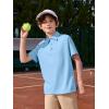 Haloumoning Boys Short Sleeve Polo Shirts Kids Athletic Performance Golf Polo School Uniform Collared Shirt 5-14Y(Sky Blue)