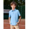 Haloumoning Boys Short Sleeve Polo Shirts Kids Athletic Performance Golf Polo School Uniform Collared Shirt 5-14Y(Sky Blue)