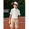Haloumoning Boys Short Sleeve Polo Shirts Kids Athletic Performance Golf Polo School Uniform Collared Shirt 5-14Y(White)
