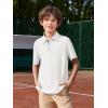 Haloumoning Boys Short Sleeve Polo Shirts Kids Athletic Performance Golf Polo School Uniform Collared Shirt 5-14Y(White)