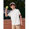 Haloumoning Boys Short Sleeve Polo Shirts Kids Athletic Performance Golf Polo School Uniform Collared Shirt 5-14Y(White)