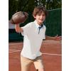 Haloumoning Boys Short Sleeve Polo Shirts Kids Athletic Performance Golf Polo School Uniform Collared Shirt 5-14Y(White)
