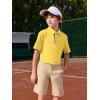 Haloumoning Boys Short Sleeve Polo Shirts Kids Athletic Performance Golf Polo School Uniform Collared Shirt 5-14Y(Yellow)