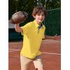 Haloumoning Boys Short Sleeve Polo Shirts Kids Athletic Performance Golf Polo School Uniform Collared Shirt 5-14Y(Yellow)