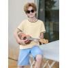 Haloumoning Boys Short Sleeve T-Shirts Kids Casual Summer Crewneck Shirts Fashion Tops Tees 5-14 Years(Beige)