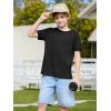 Haloumoning Boys Short Sleeve T-Shirts Kids Casual Summer Crewneck Shirts Fashion Tops Tees 5-14 Years(Black)