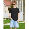 Haloumoning Boys Short Sleeve T-Shirts Kids Casual Summer Crewneck Shirts Fashion Tops Tees 5-14 Years(Black)