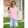 Haloumoning Boys Short Sleeve T-Shirts Kids Casual Summer Crewneck Shirts Fashion Tops Tees 5-14 Years(Light Pink)