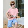 Haloumoning Boys Short Sleeve T-Shirts Kids Casual Summer Crewneck Shirts Fashion Tops Tees 5-14 Years(Light Pink)