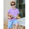 Haloumoning Boys Short Sleeve T-Shirts Kids Casual Summer Crewneck Shirts Fashion Tops Tees 5-14 Years(Light Purple)
