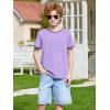 Haloumoning Boys Short Sleeve T-Shirts Kids Casual Summer Crewneck Shirts Fashion Tops Tees 5-14 Years(Light Purple)