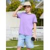 Haloumoning Boys Short Sleeve T-Shirts Kids Casual Summer Crewneck Shirts Fashion Tops Tees 5-14 Years(Light Purple)
