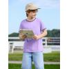 Haloumoning Boys Short Sleeve T-Shirts Kids Casual Summer Crewneck Shirts Fashion Tops Tees 5-14 Years(Light Purple)