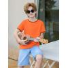 Haloumoning Boys Short Sleeve T-Shirts Kids Casual Summer Crewneck Shirts Fashion Tops Tees 5-14 Years(Orange)