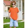 Haloumoning Boys Short Sleeve T-Shirts Kids Casual Summer Crewneck Shirts Fashion Tops Tees 5-14 Years(Orange)