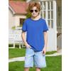 Haloumoning Boys Short Sleeve T-Shirts Kids Casual Summer Crewneck Shirts Fashion Tops Tees 5-14 Years(Royal Blue)