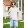 Haloumoning Boys Short Sleeve T-Shirts Kids Casual Summer Crewneck Shirts Fashion Tops Tees 5-14 Years(White)