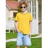 Haloumoning Boys Short Sleeve T-Shirts Kids Casual Summer Crewneck Shirts Fashion Tops Tees 5-14 Years(Yellow)