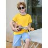 Haloumoning Boys Short Sleeve T-Shirts Kids Casual Summer Crewneck Shirts Fashion Tops Tees 5-14 Years(Yellow)