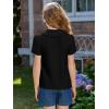 Haloumoning Girls Short Sleeve Polo Shirt Kids Cute Ruffle Peter Pan Collar School Uniform Shirts Tops 5-14 Years(Black)