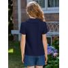 Haloumoning Girls Short Sleeve Polo Shirt Kids Cute Ruffle Peter Pan Collar School Uniform Shirts Tops 5-14 Years(Navy Blue)