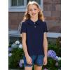 Haloumoning Girls Short Sleeve Polo Shirt Kids Cute Ruffle Peter Pan Collar School Uniform Shirts Tops 5-14 Years(Navy Blue)