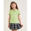 Haloumoning Girls Short Sleeve Polo Shirt Kids Cute Ruffle Peter Pan Collar School Uniform Shirts Tops 5-14 Years(Pea Green)