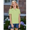 Haloumoning Girls Short Sleeve Polo Shirt Kids Cute Ruffle Peter Pan Collar School Uniform Shirts Tops 5-14 Years(Pea Green)