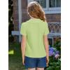 Haloumoning Girls Short Sleeve Polo Shirt Kids Cute Ruffle Peter Pan Collar School Uniform Shirts Tops 5-14 Years(Pea Green)