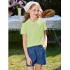 Haloumoning Girls Short Sleeve Polo Shirt Kids Cute Ruffle Peter Pan Collar School Uniform Shirts Tops 5-14 Years(Pea Green)