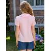 Haloumoning Girls Short Sleeve Polo Shirt Kids Cute Ruffle Peter Pan Collar School Uniform Shirts Tops 5-14 Years(Pink)
