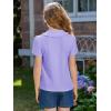 Haloumoning Girls Short Sleeve Polo Shirt Kids Cute Ruffle Peter Pan Collar School Uniform Shirts Tops 5-14 Years(Purple)