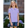 Haloumoning Girls Short Sleeve Polo Shirt Kids Cute Ruffle Peter Pan Collar School Uniform Shirts Tops 5-14 Years(Purple)