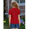Haloumoning Girls Short Sleeve Polo Shirt Kids Cute Ruffle Peter Pan Collar School Uniform Shirts Tops 5-14 Years(Red)