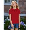 Haloumoning Girls Short Sleeve Polo Shirt Kids Cute Ruffle Peter Pan Collar School Uniform Shirts Tops 5-14 Years(Red)