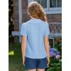 Haloumoning Girls Short Sleeve Polo Shirt Kids Cute Ruffle Peter Pan Collar School Uniform Shirts Tops 5-14 Years(Sky Blue)