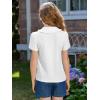 Haloumoning Girls Short Sleeve Polo Shirt Kids Cute Ruffle Peter Pan Collar School Uniform Shirts Tops 5-14 Years(White)