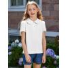 Haloumoning Girls Short Sleeve Polo Shirt Kids Cute Ruffle Peter Pan Collar School Uniform Shirts Tops 5-14 Years(White)